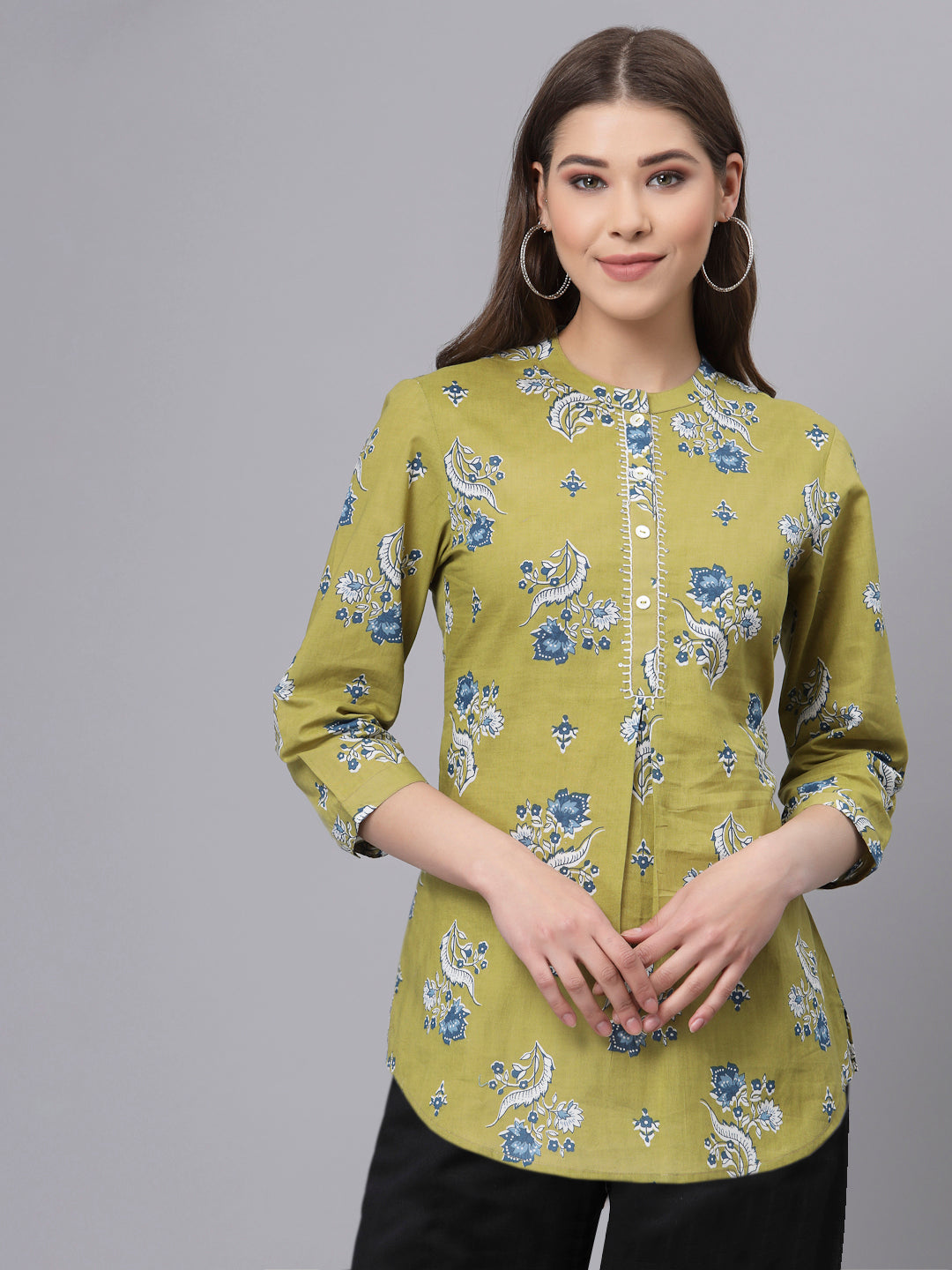 Green Floral Printed Top