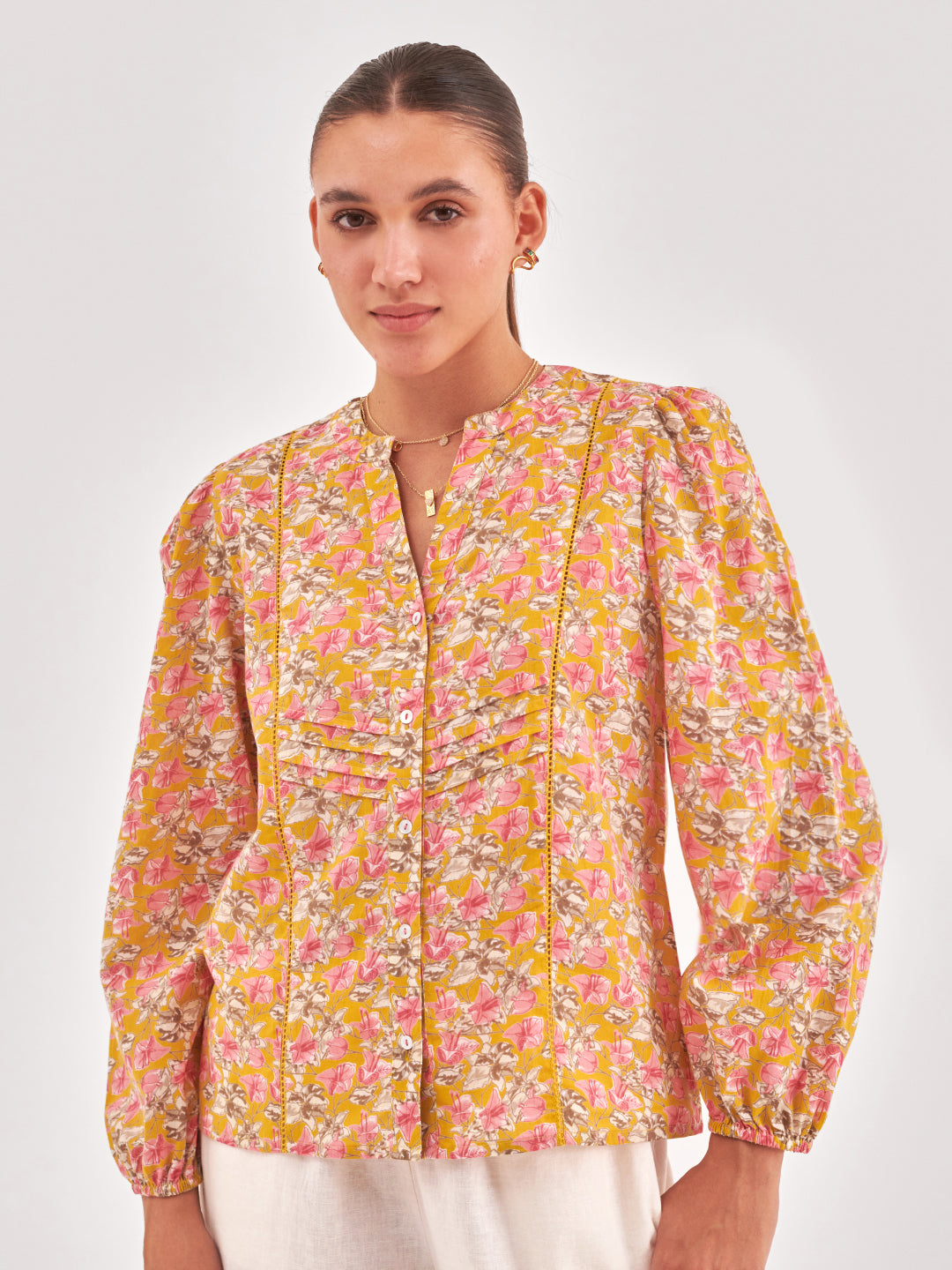 Yellow lace inserts Top