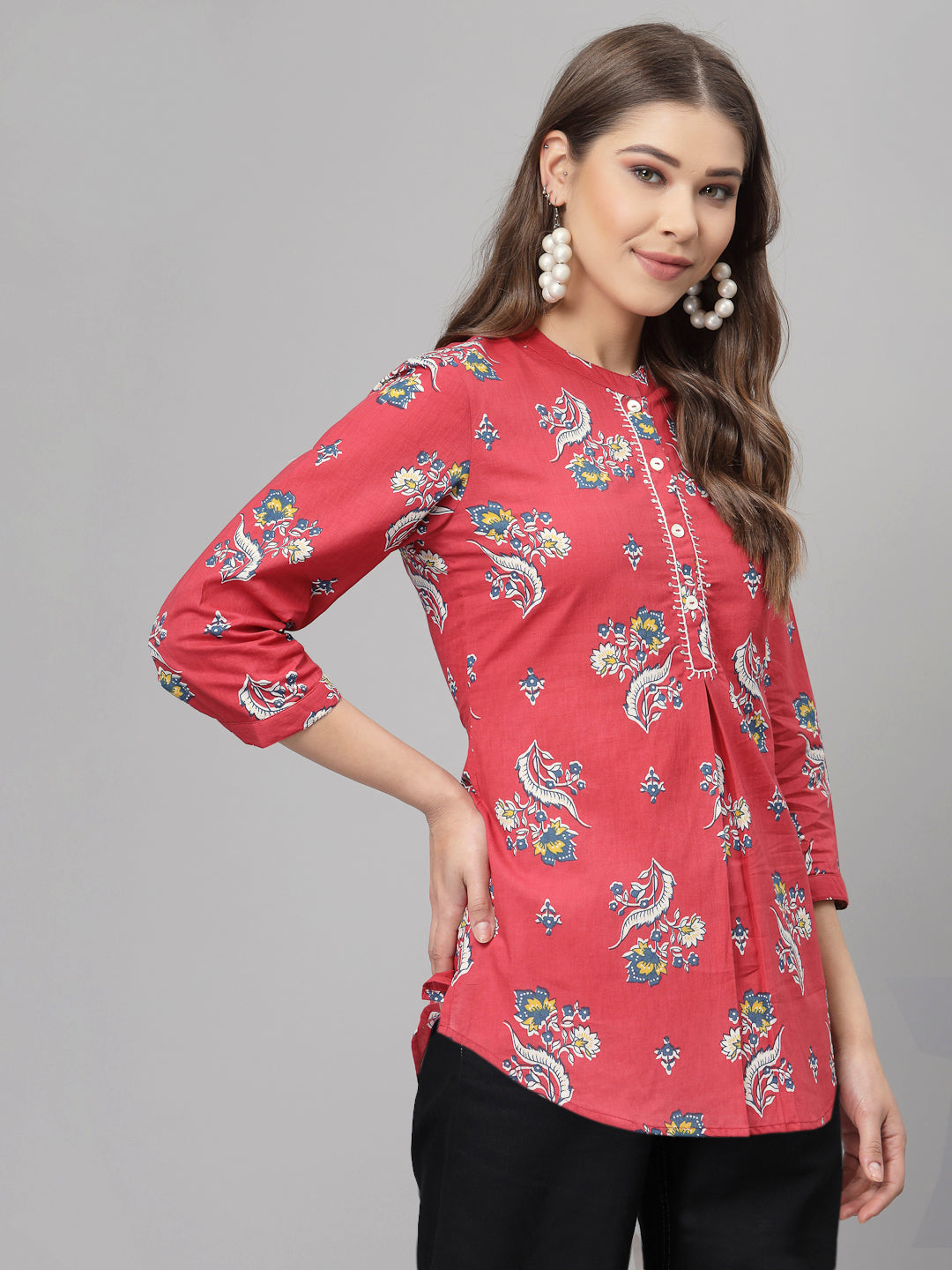 Red Floral Printed Top