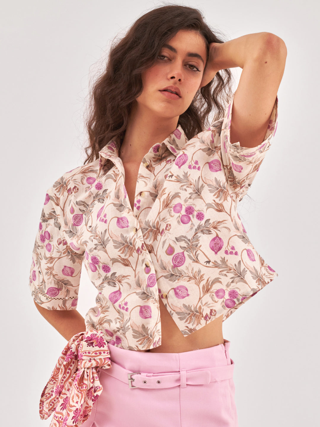 Printed Casual Crop Shirt