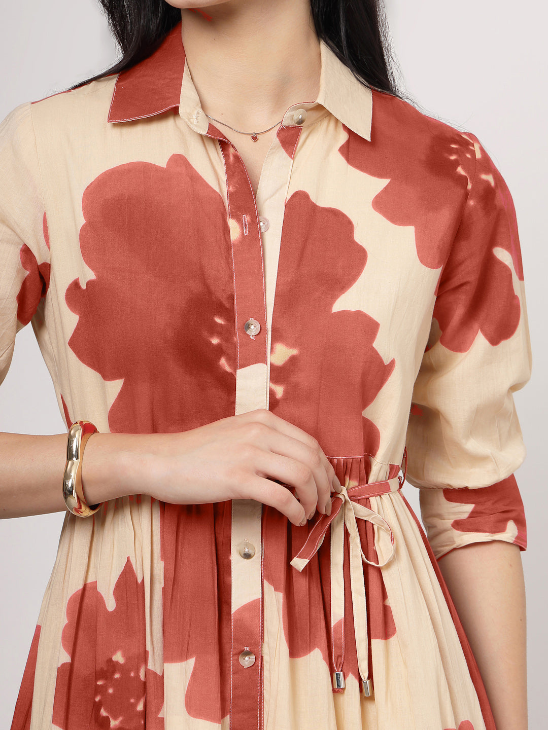 Beige Bloom Midi Dress