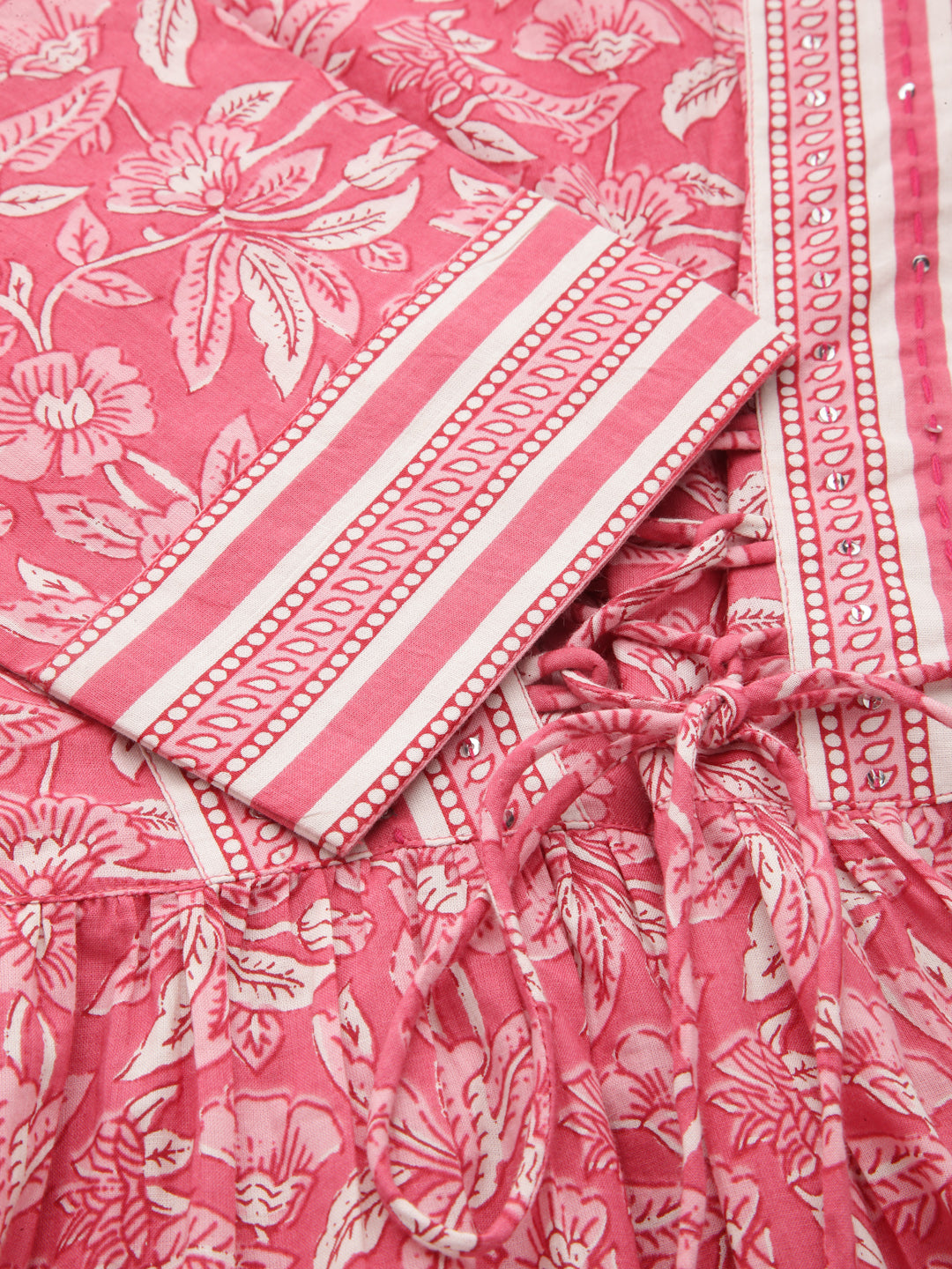 Pink Floral Print Tie up Top