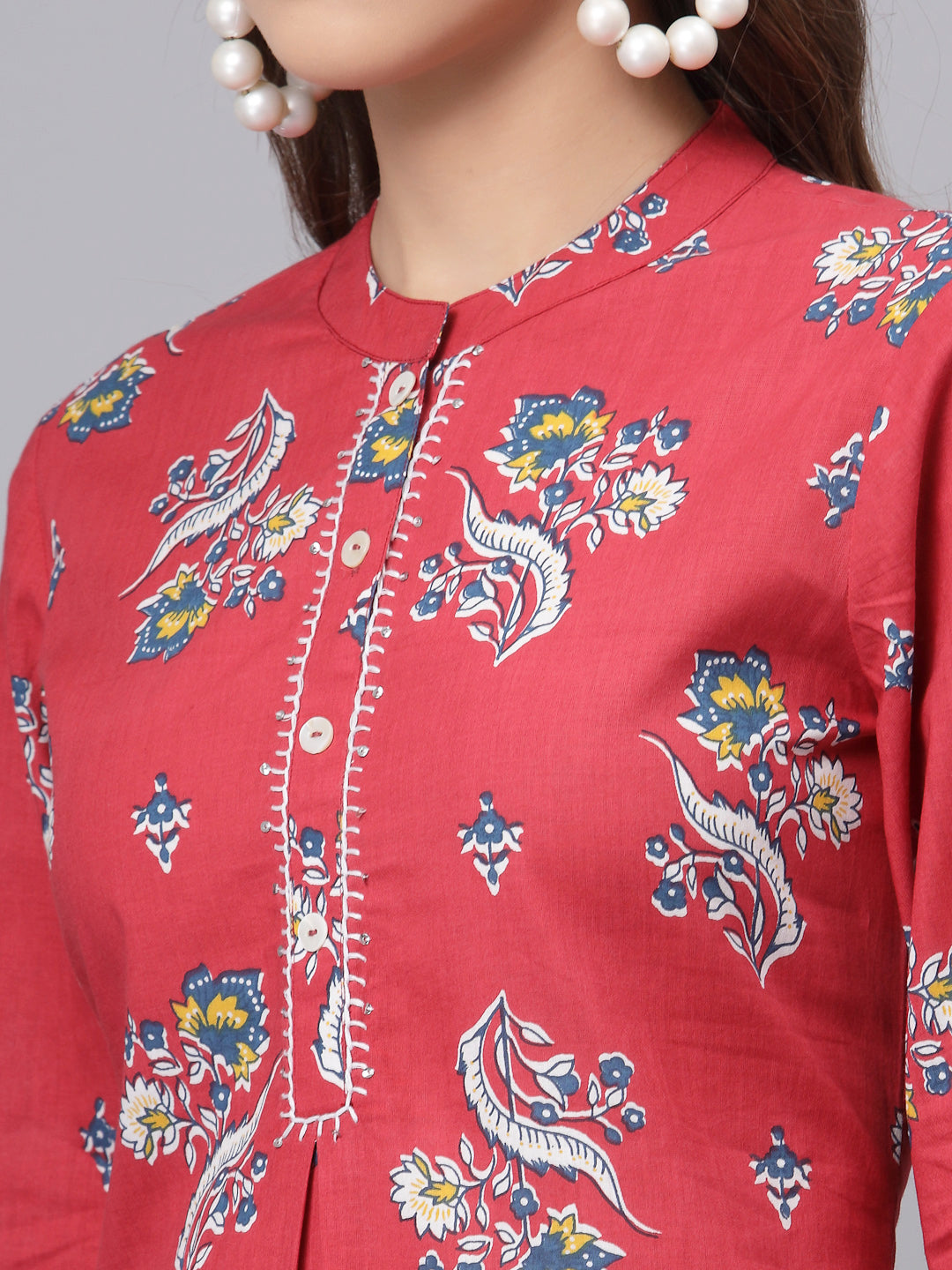 Red Floral Printed Top