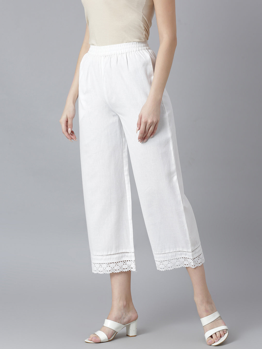 Straight soild white palazzo