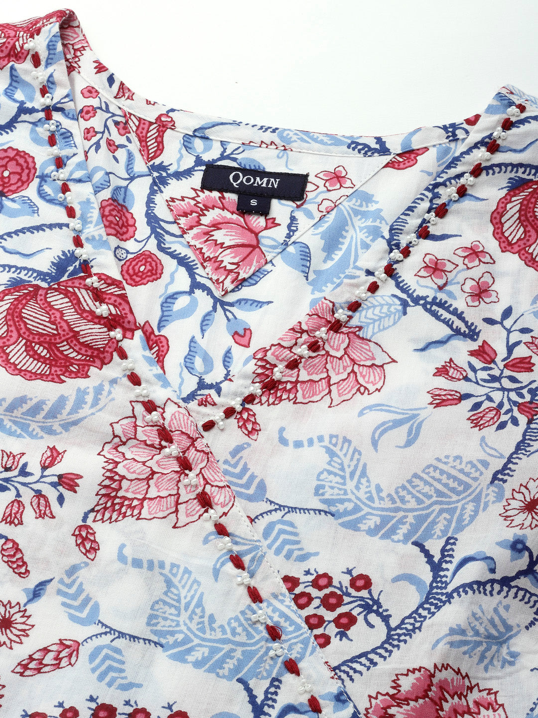 White and Red printed top