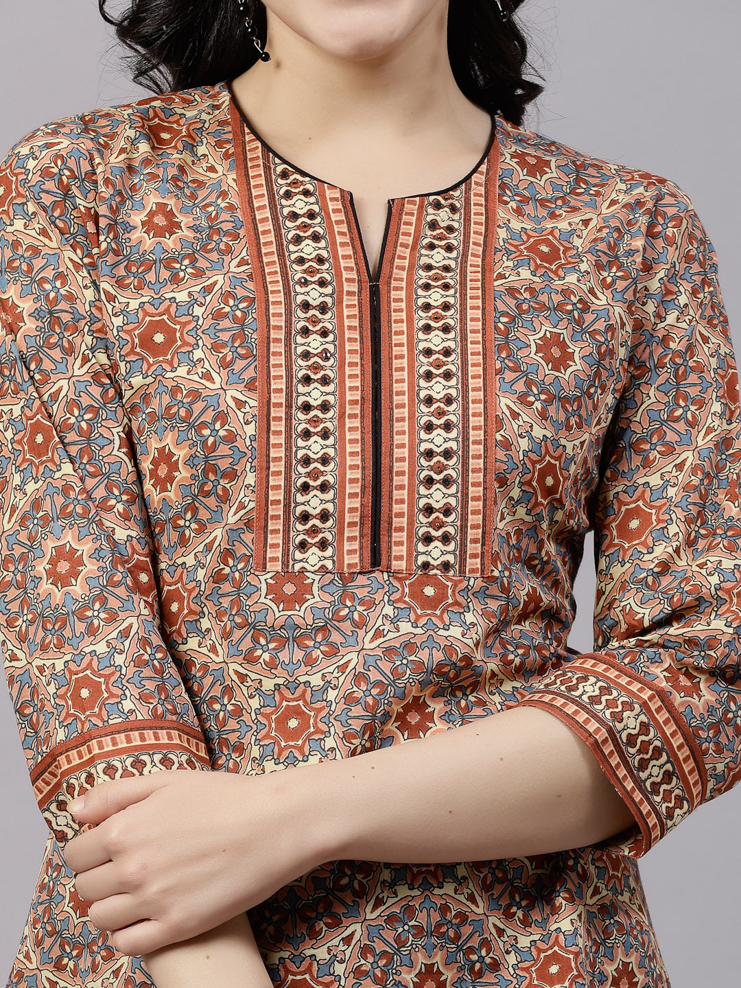 Rust Printed Top