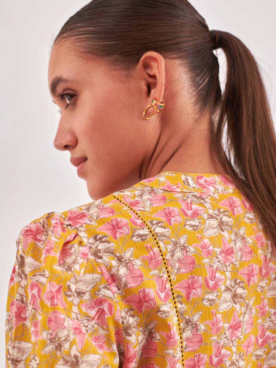 Yellow lace inserts Top