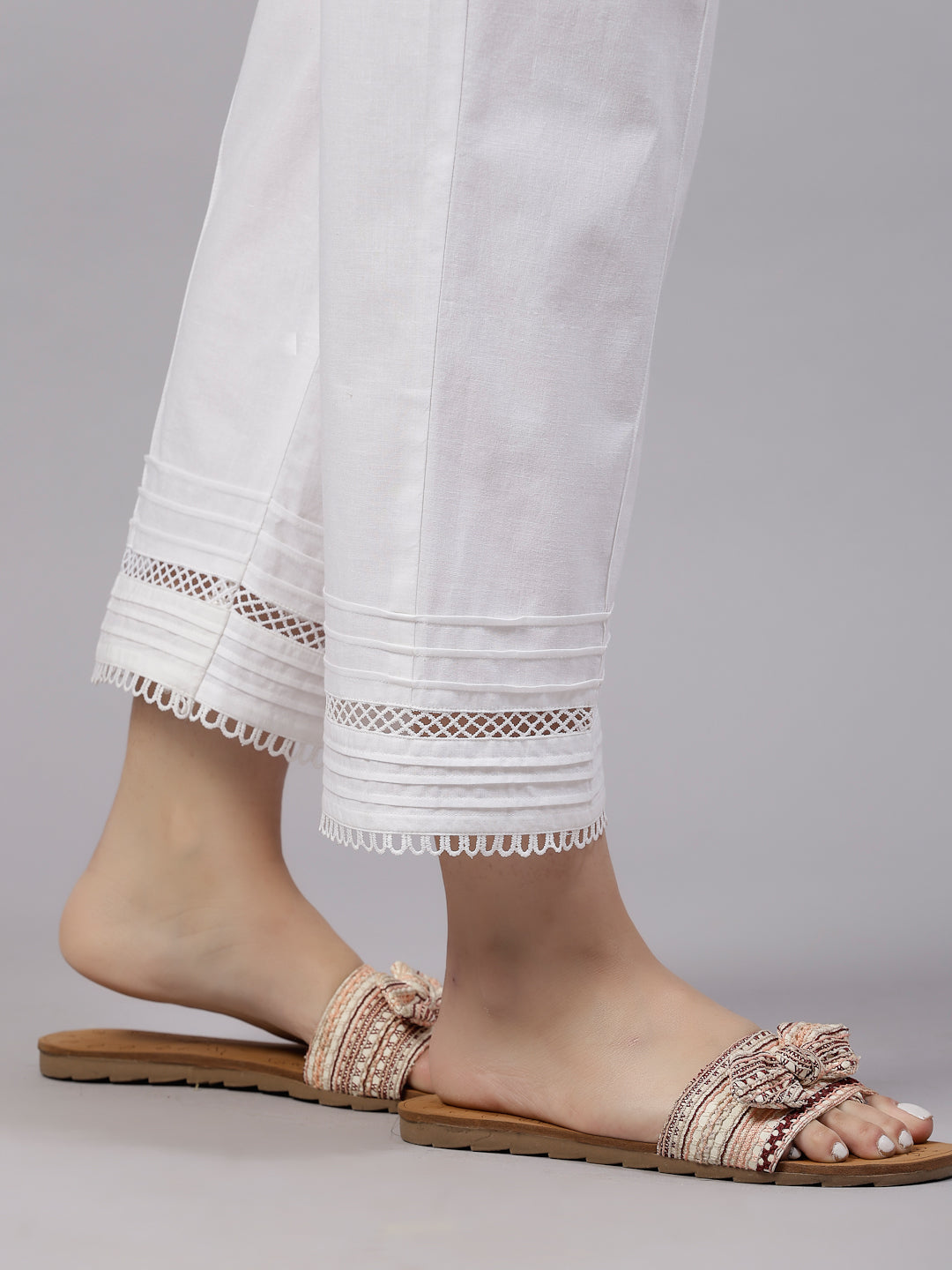 White Poplin straight fit trousers