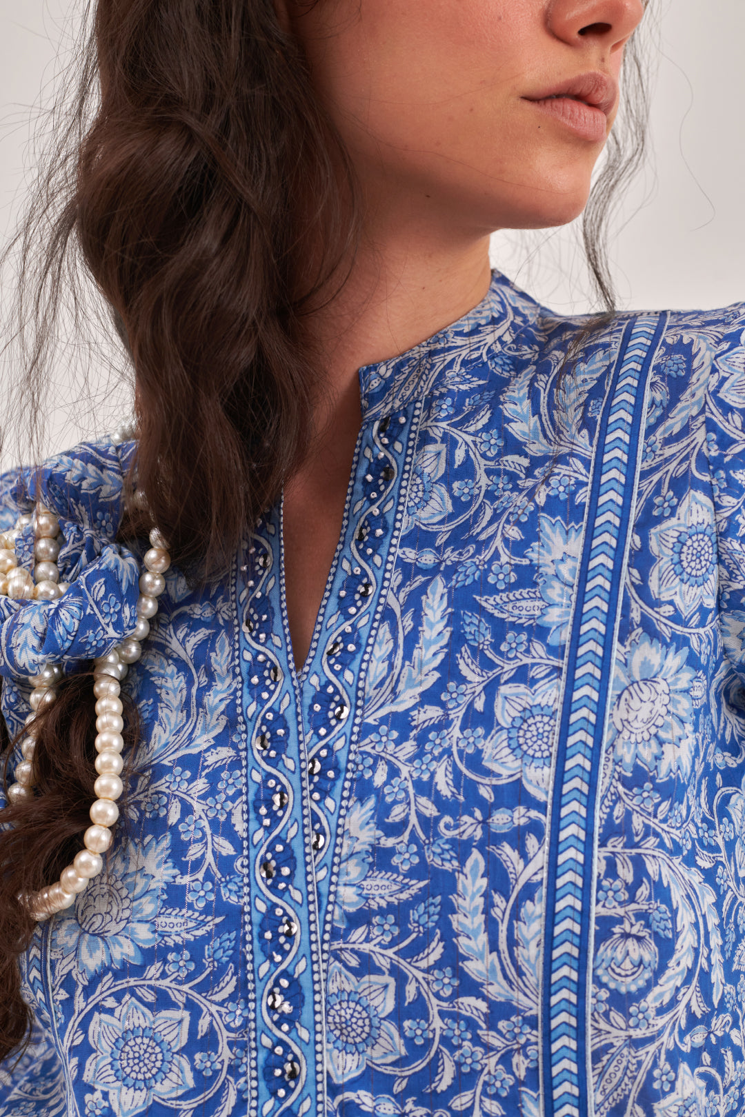 Blue printed A-line Top