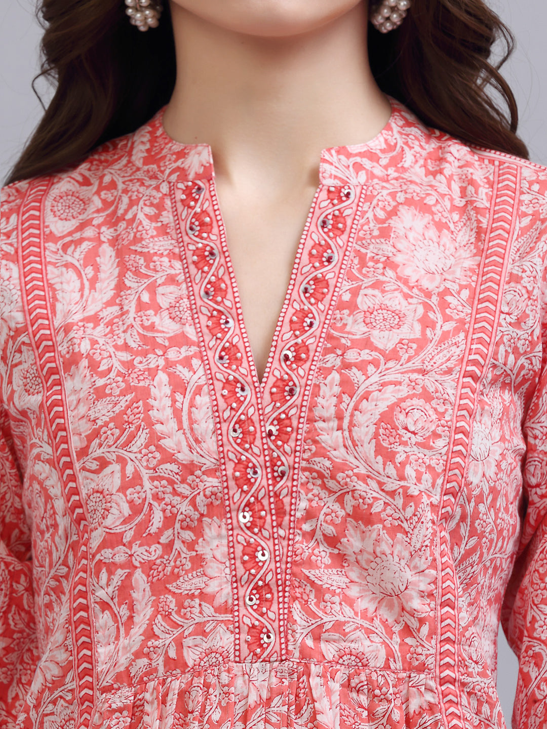 Coral Printed A-line Top