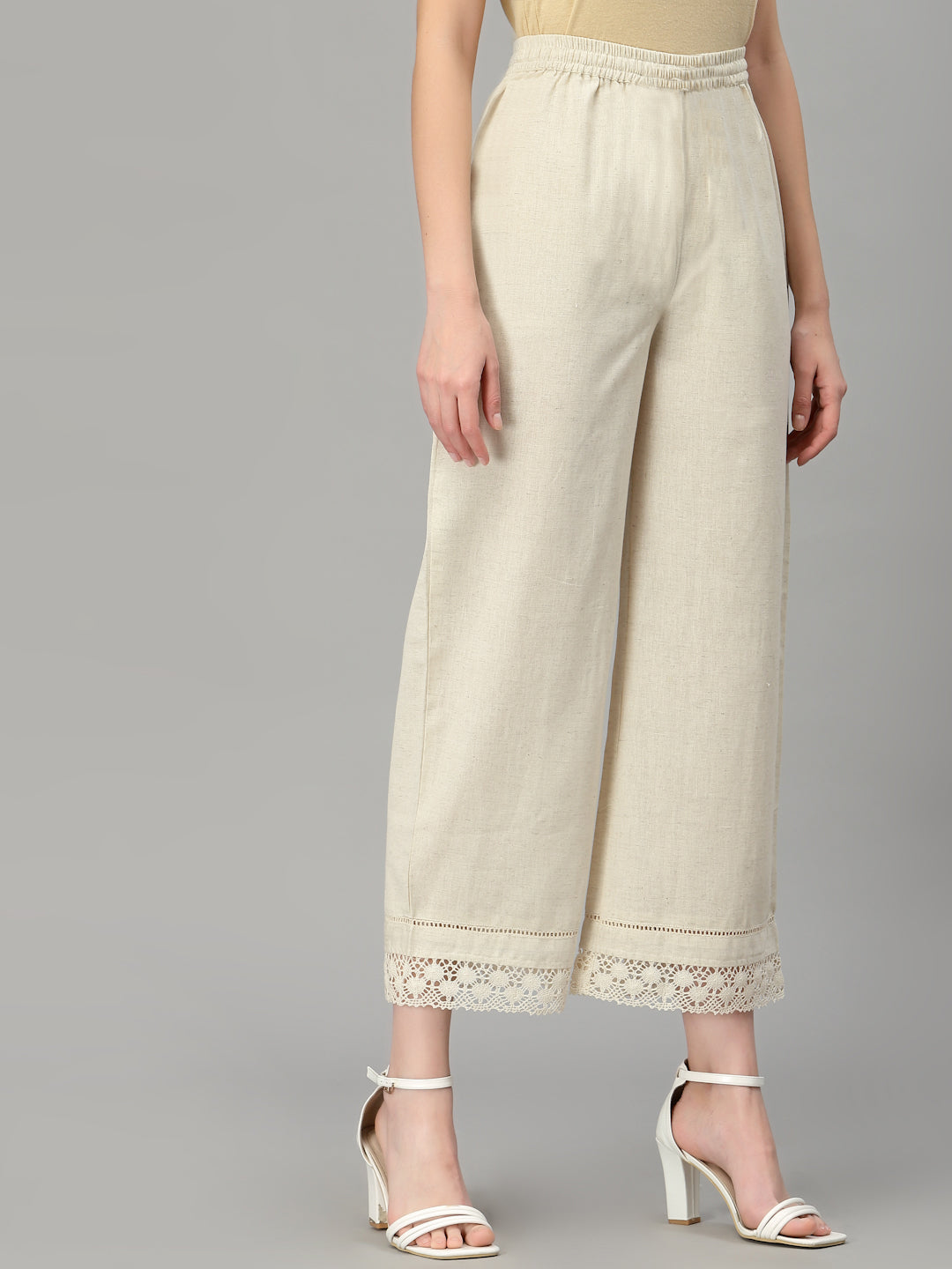 Straight soild Off white palazzo