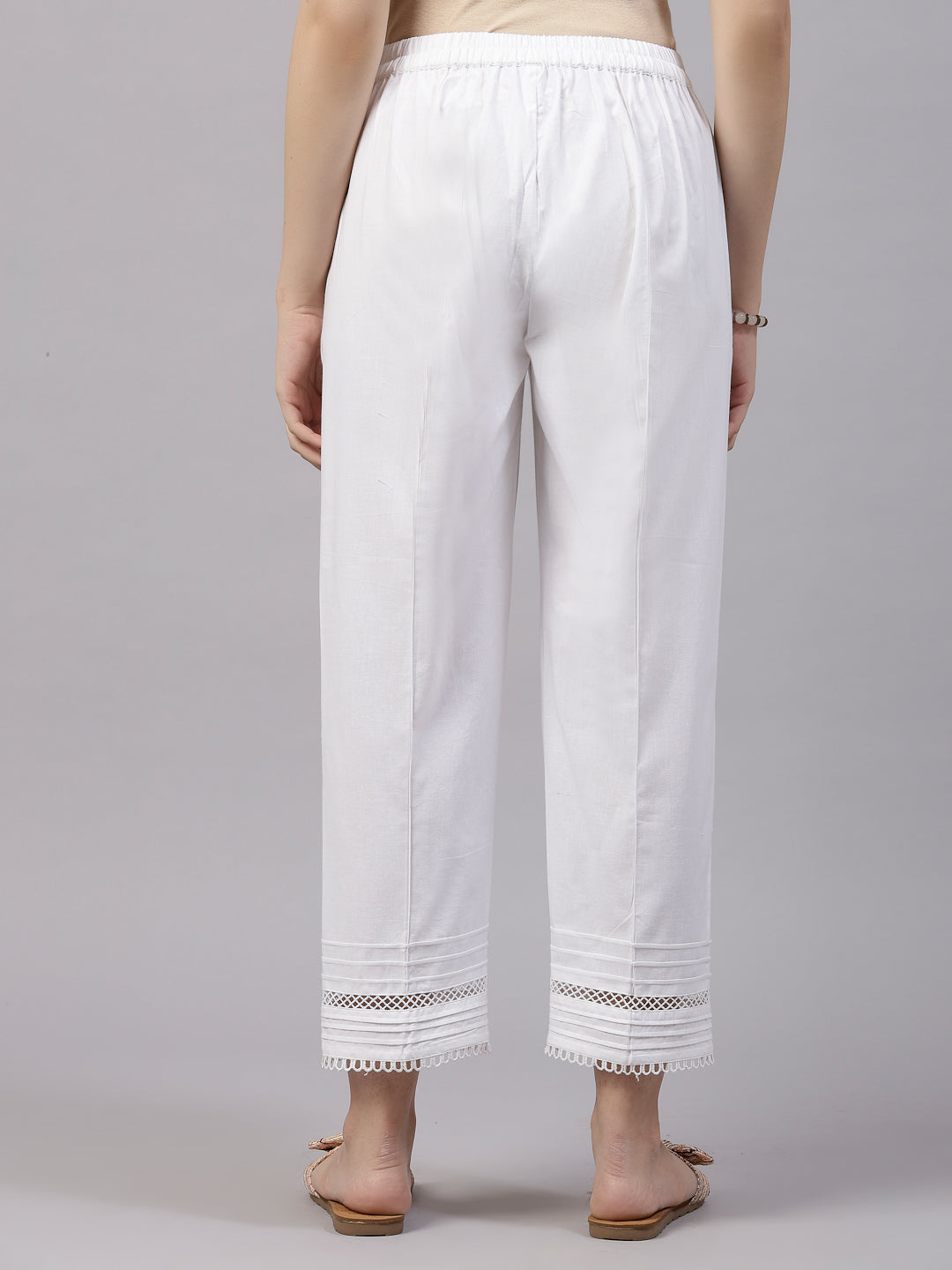 White Poplin straight fit trousers
