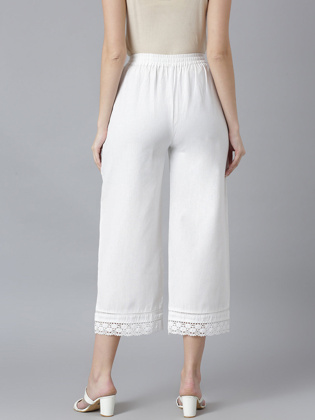 Straight soild white palazzo