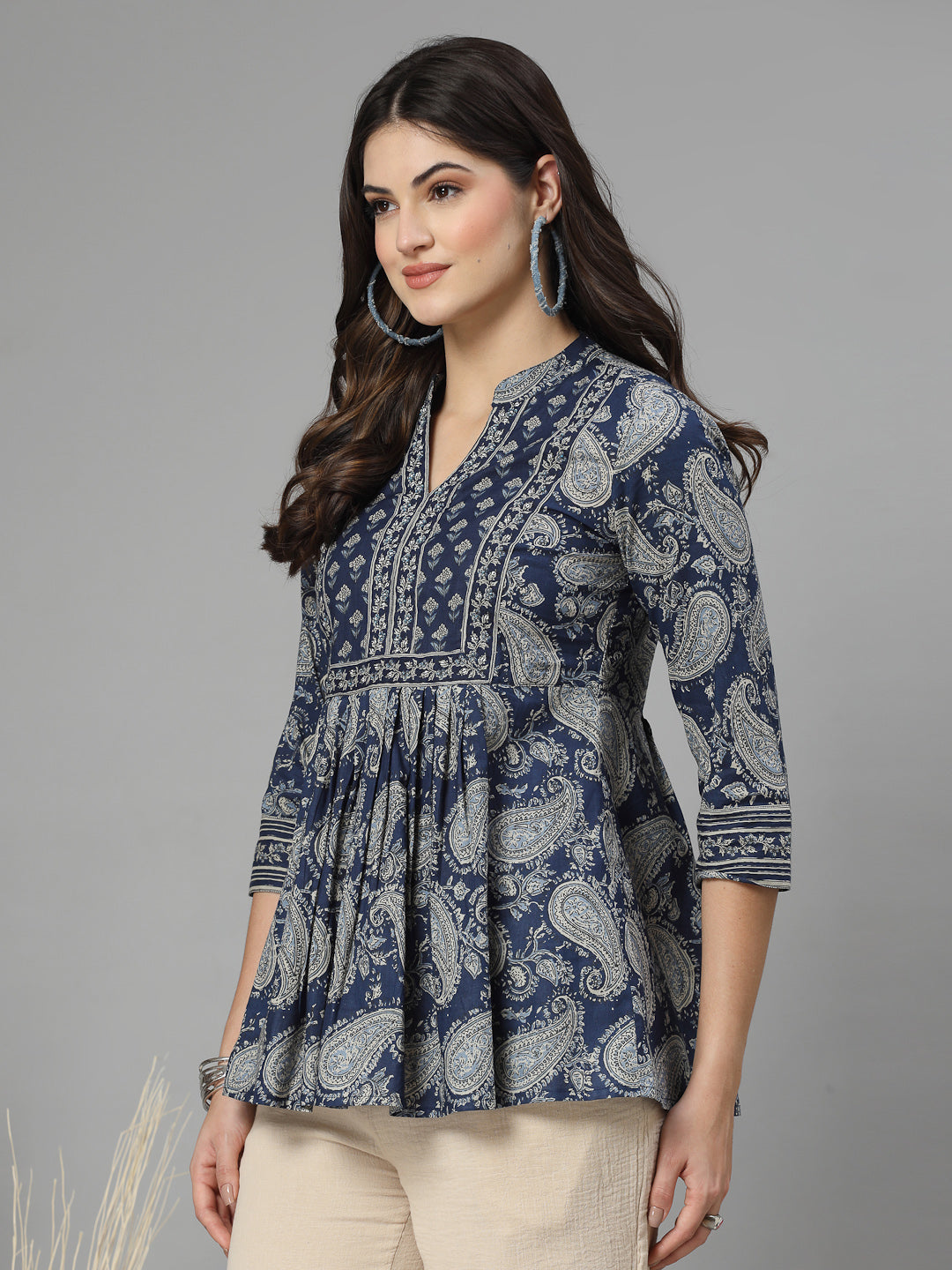 Paisley print gathered top