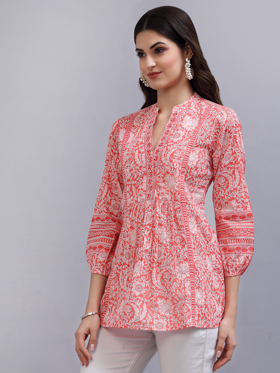 Coral Printed A-line Top