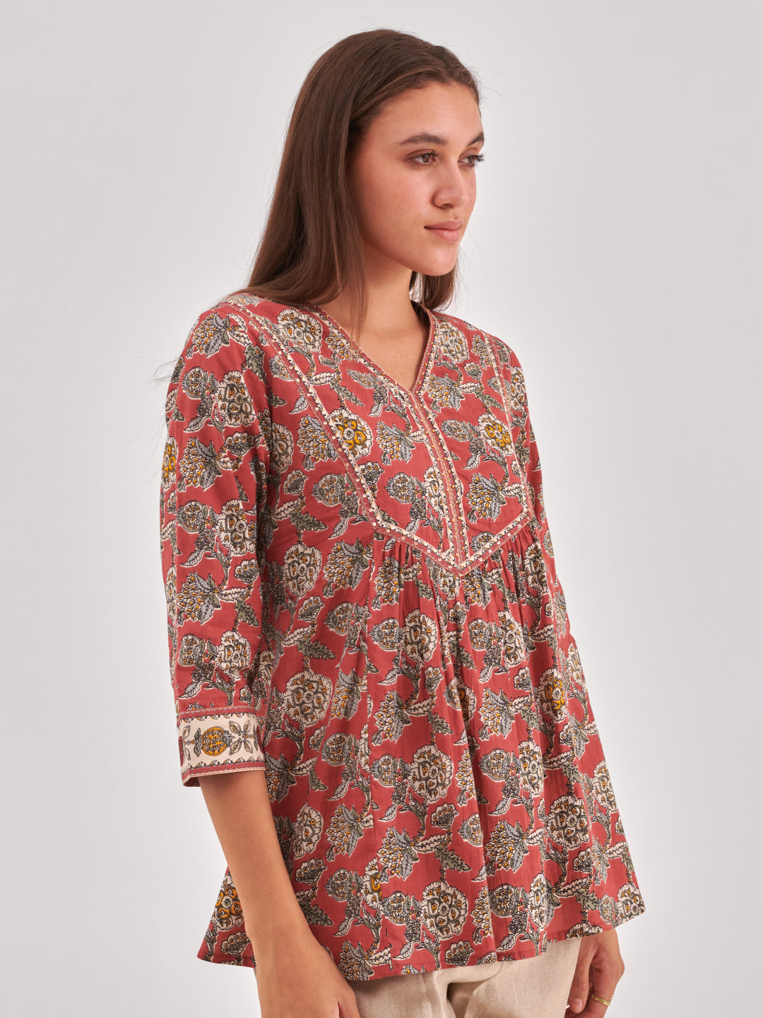Floral print V-neck Top