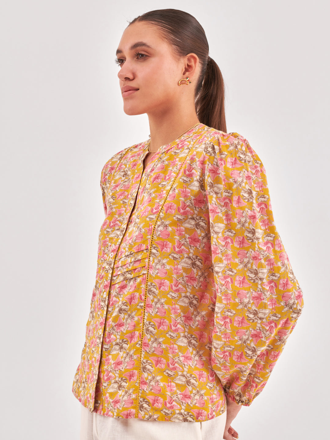 Yellow lace inserts Top