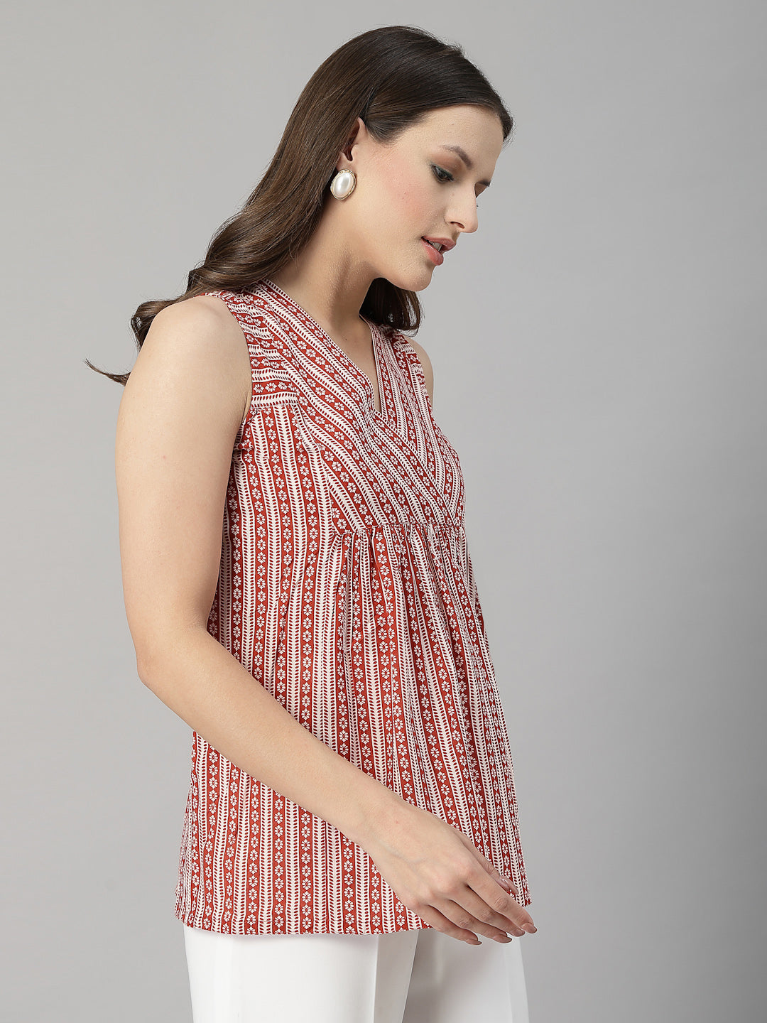 Sleeveless Striped Cotton Top