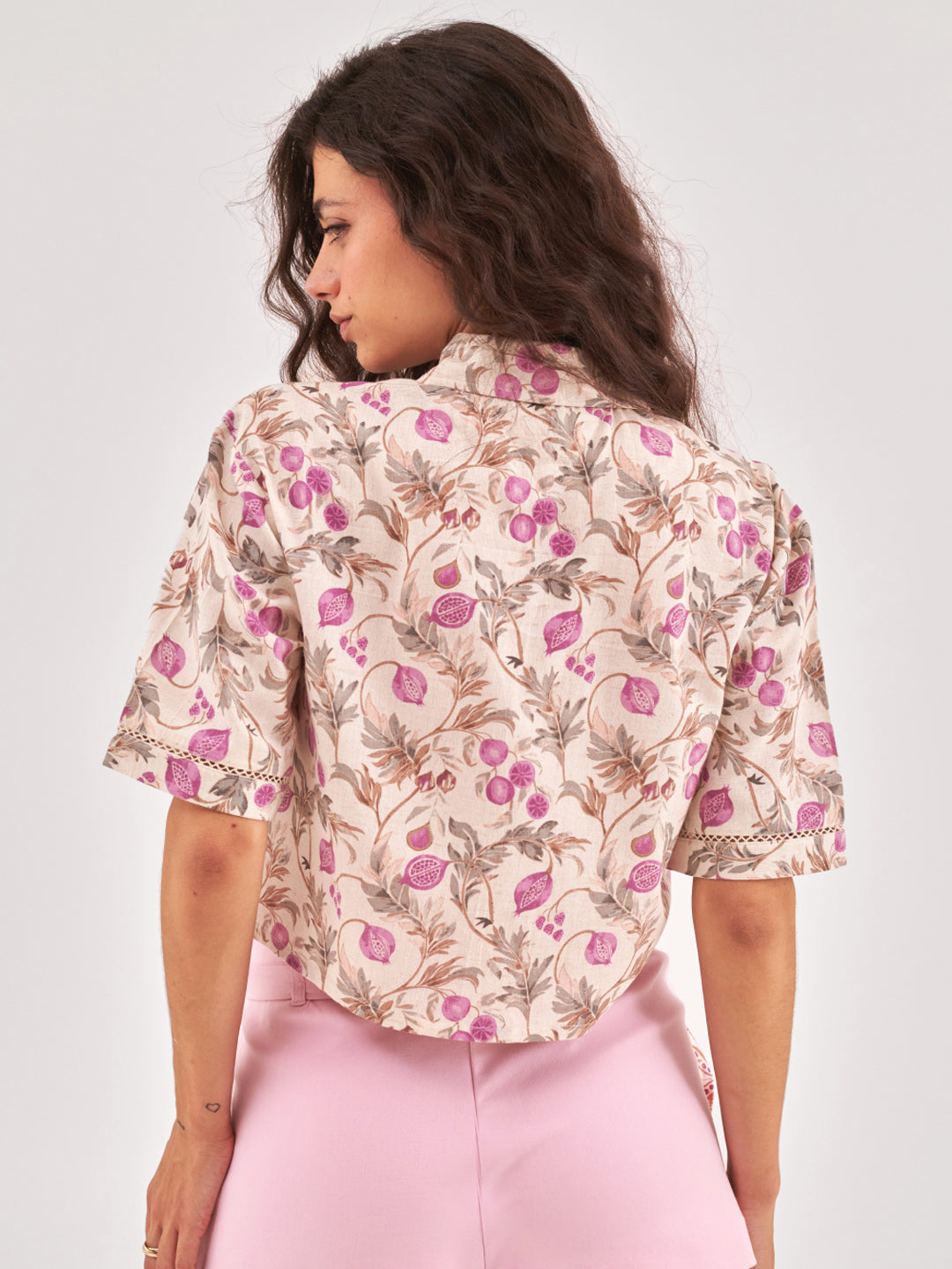 Printed Casual Crop Shirt