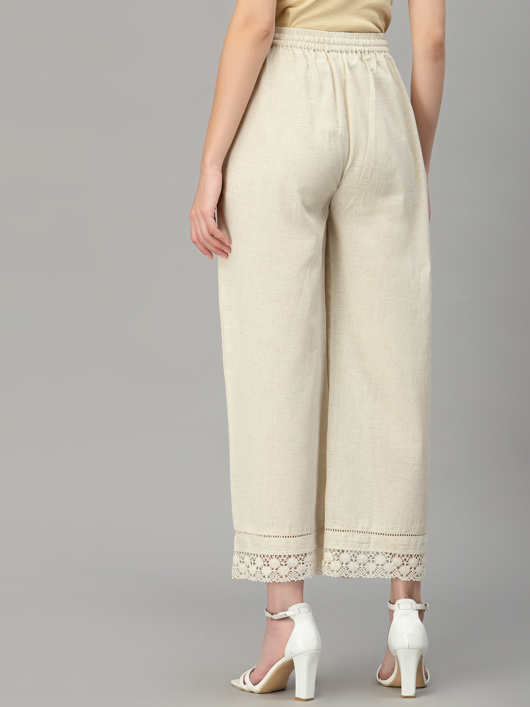 Straight soild Off white palazzo