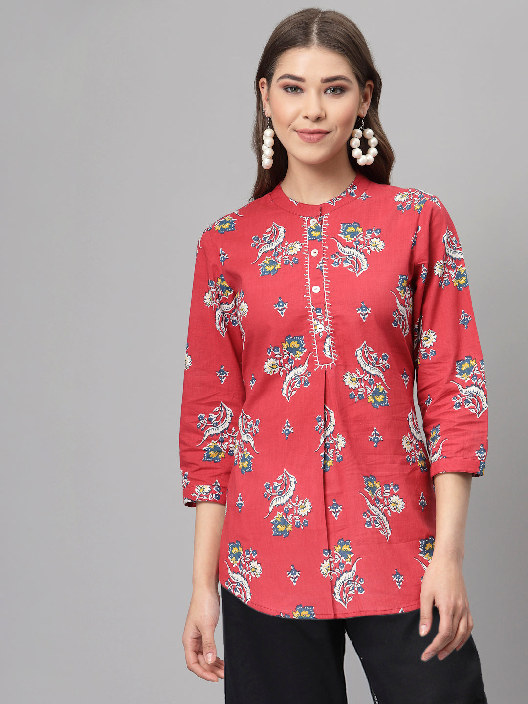 Red Floral Printed Top