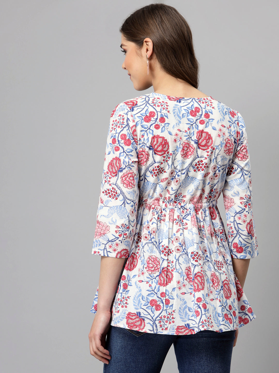 White and Red printed top