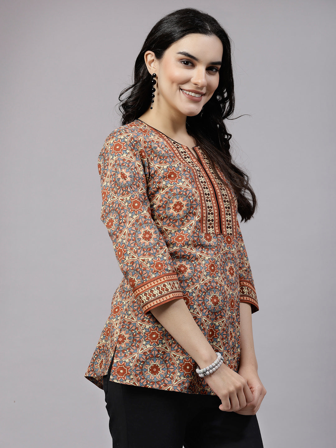 Rust Printed Top