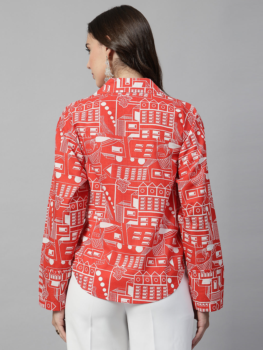 Tie-up Printed V-Neck Top