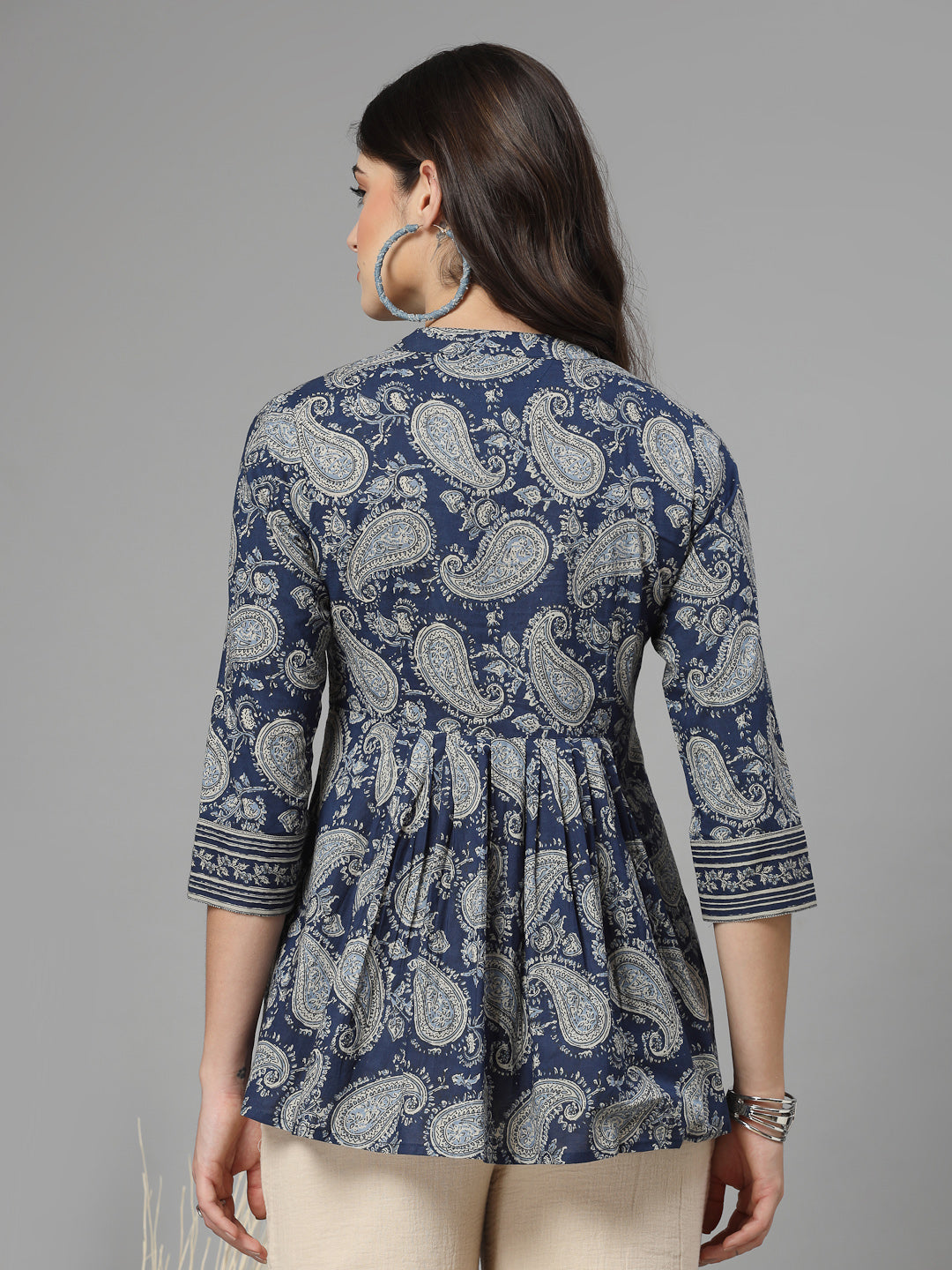 Paisley print gathered top