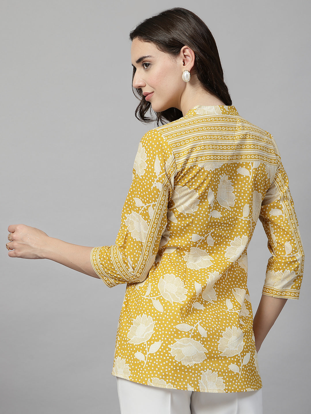 Yellow Floral Print Cotton Top