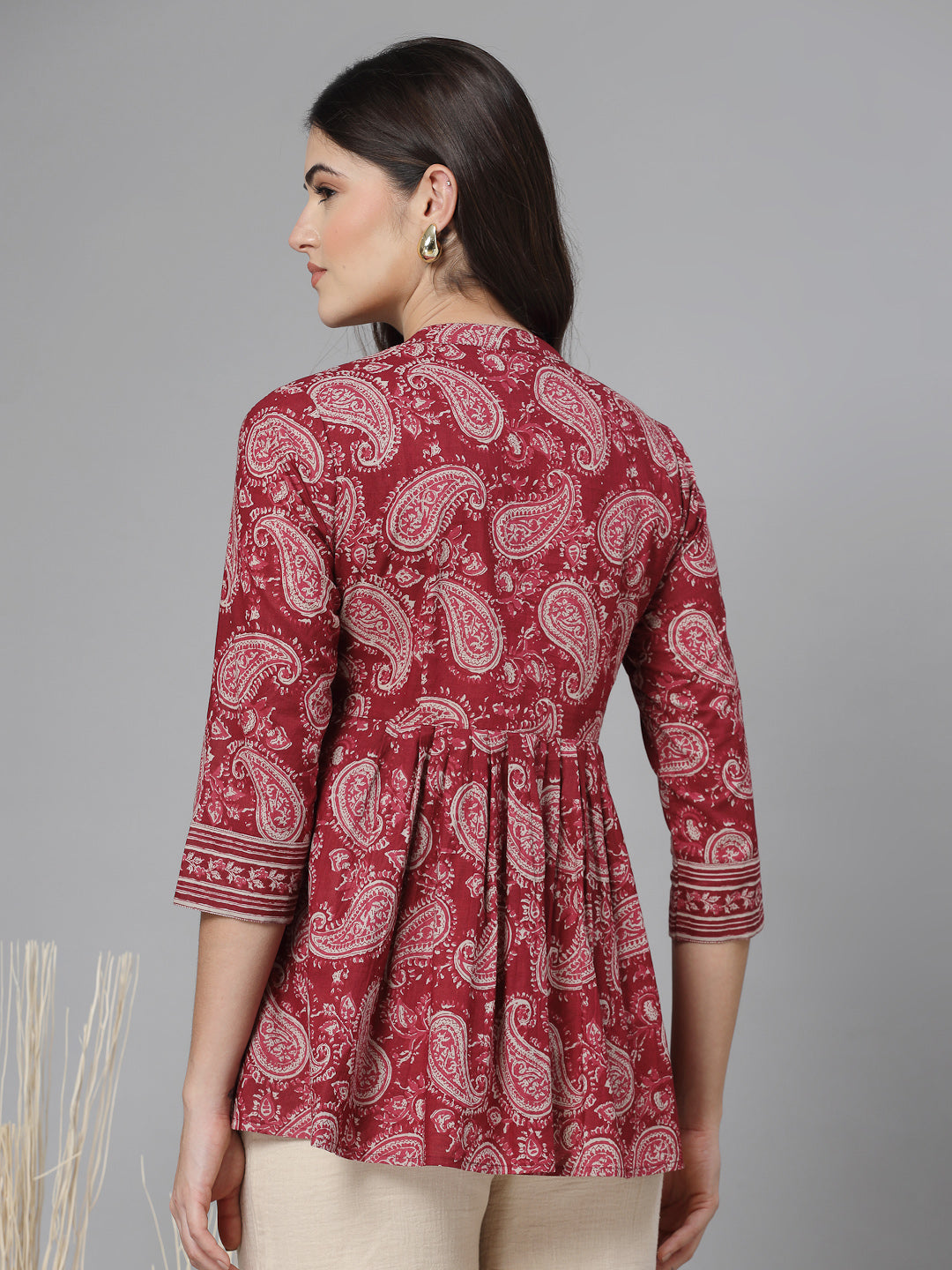 Paisley print gathered top
