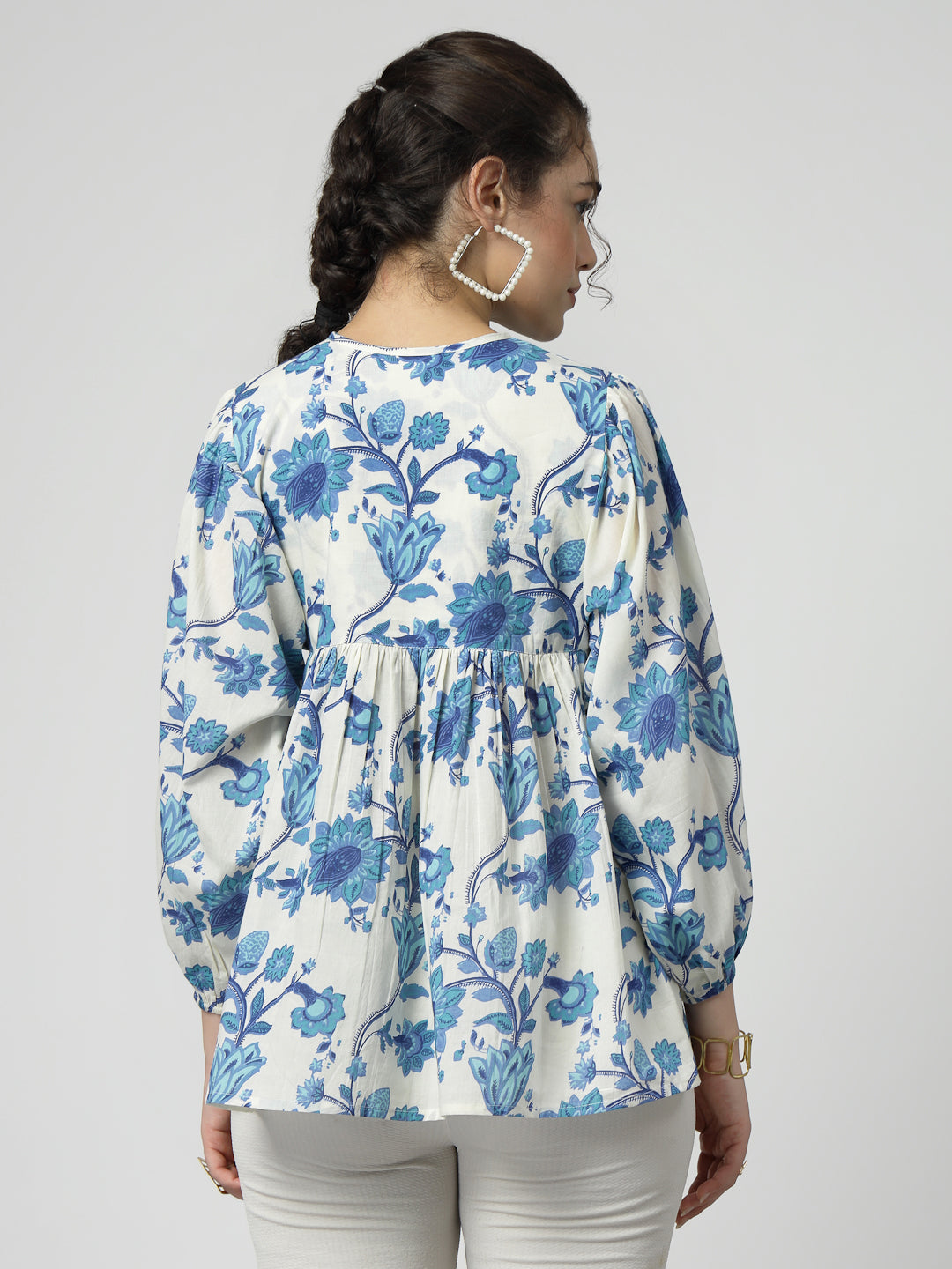 Boho Cotton tie up neck Top