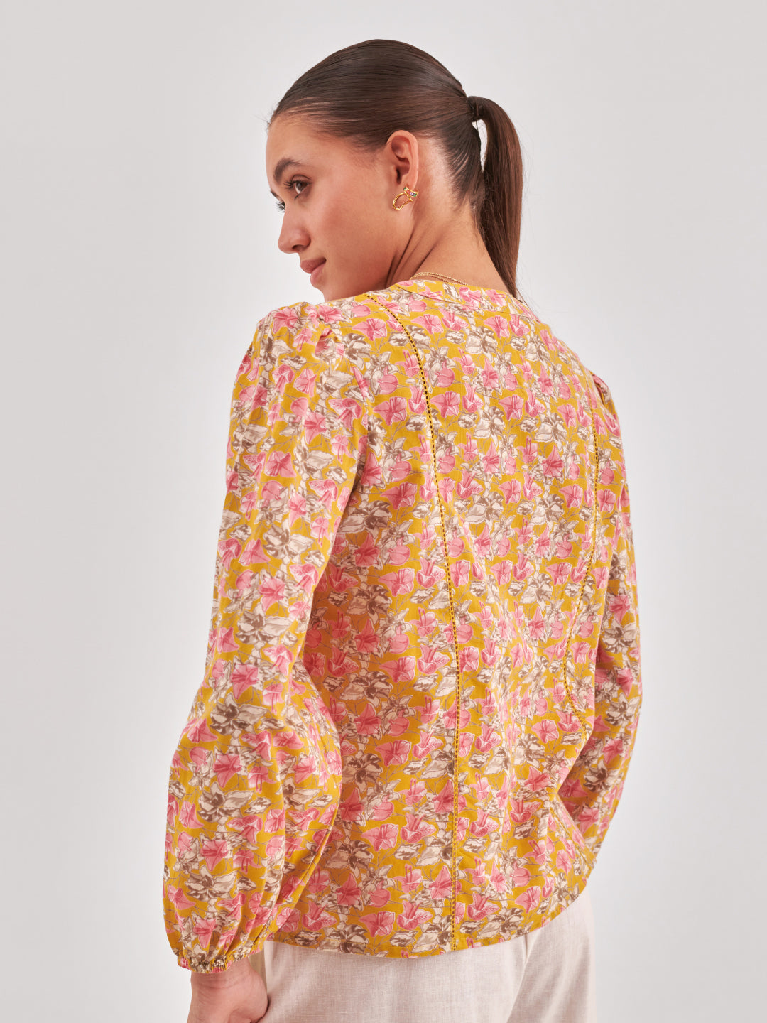 Yellow lace inserts Top