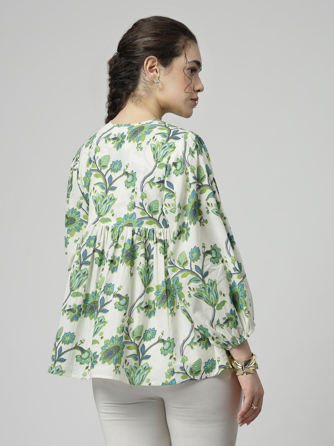 Boho Cotton tie up neck Top