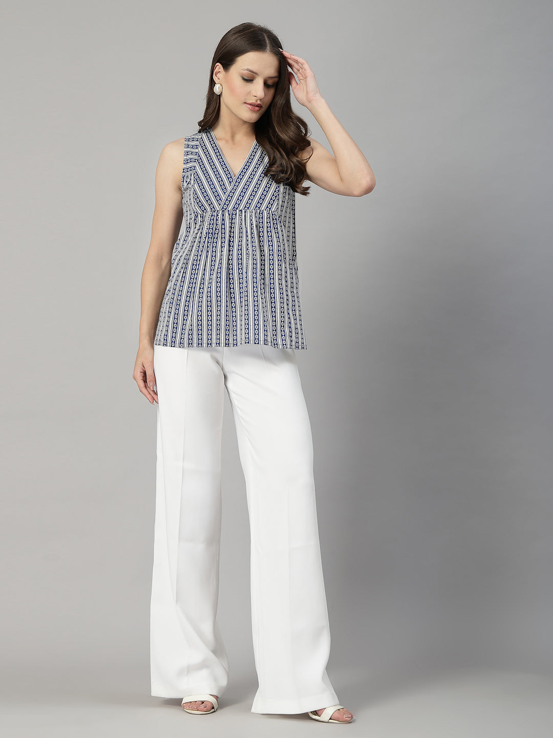 Sleeveless Striped Cotton Top