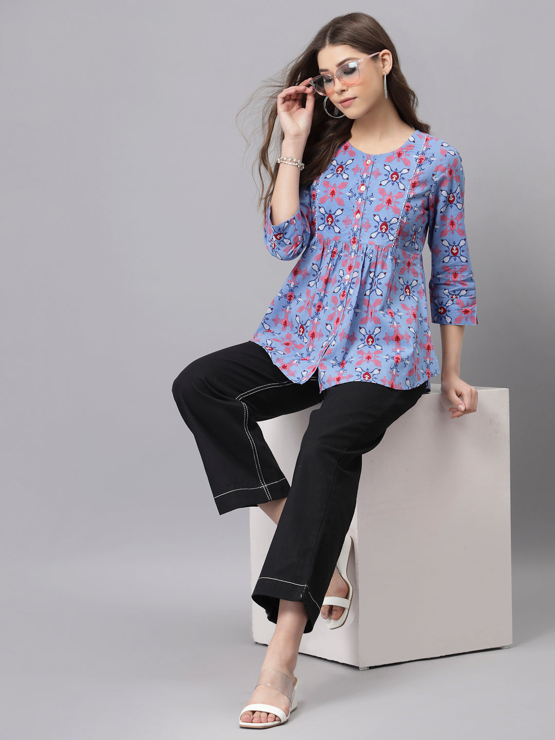 Light Blue printed top