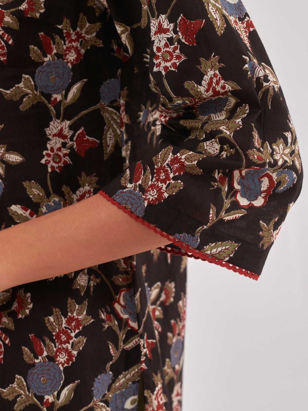 Floral Print Cotton Shirt Style Top