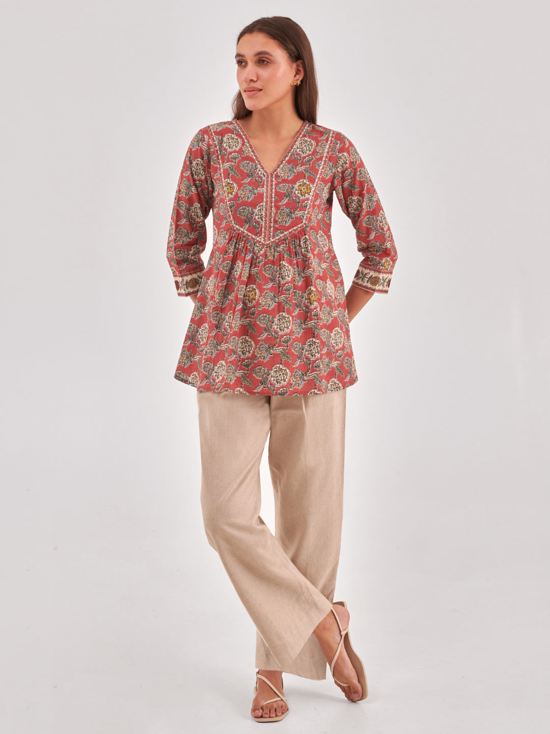 Floral print V-neck Top