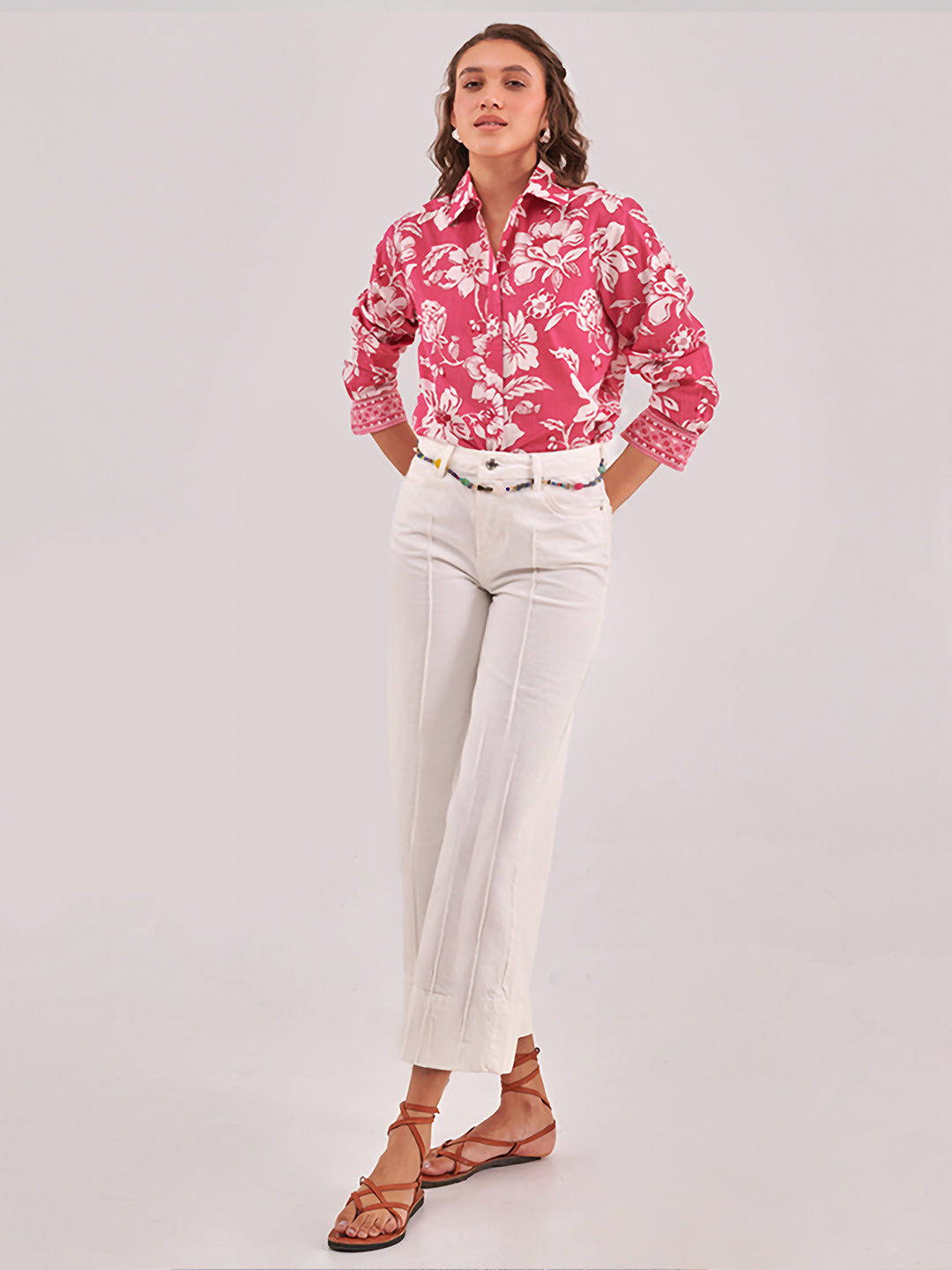 Printed Cotton Spread-Collar Shirt
