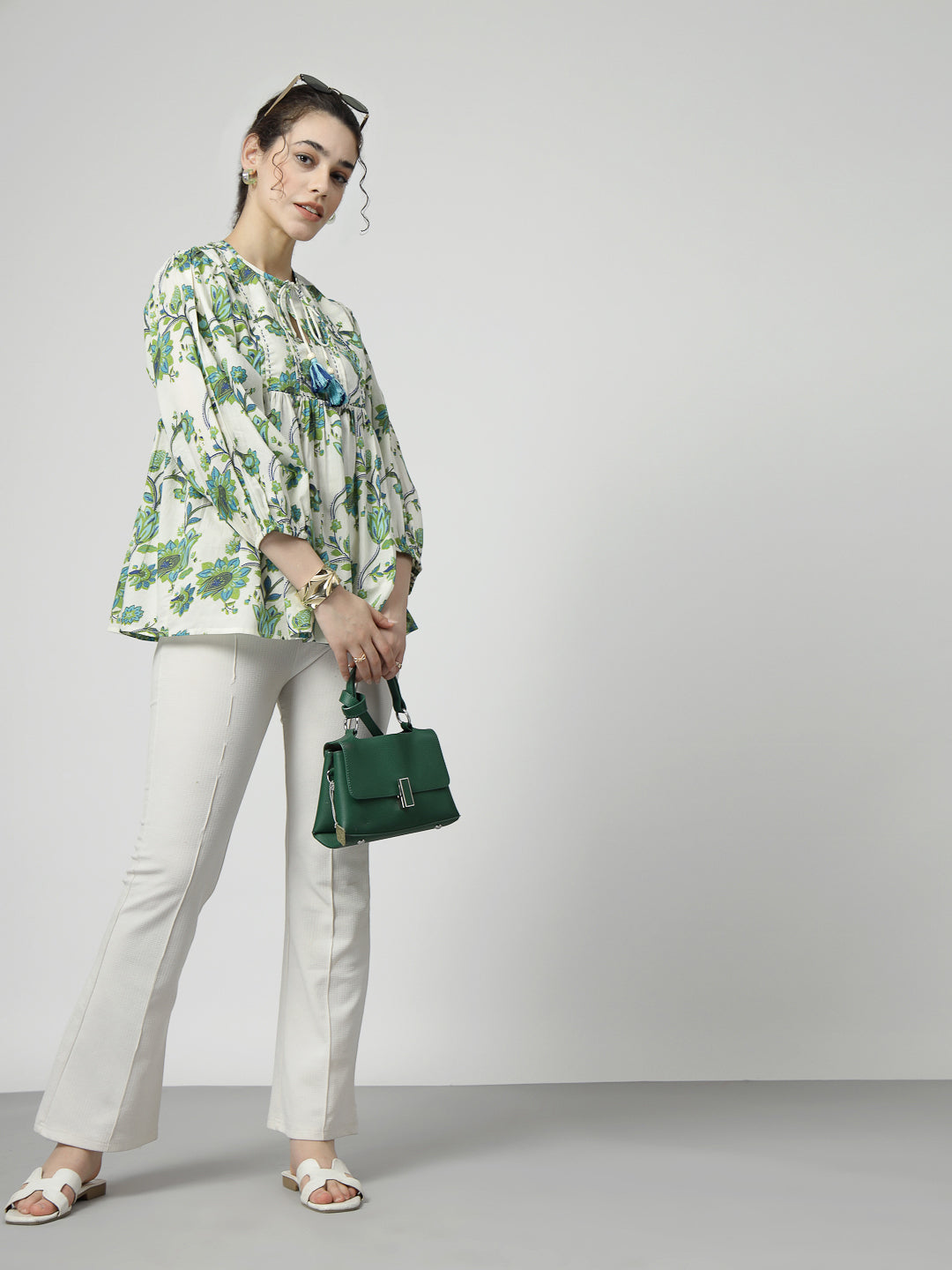 Boho Cotton tie up neck Top