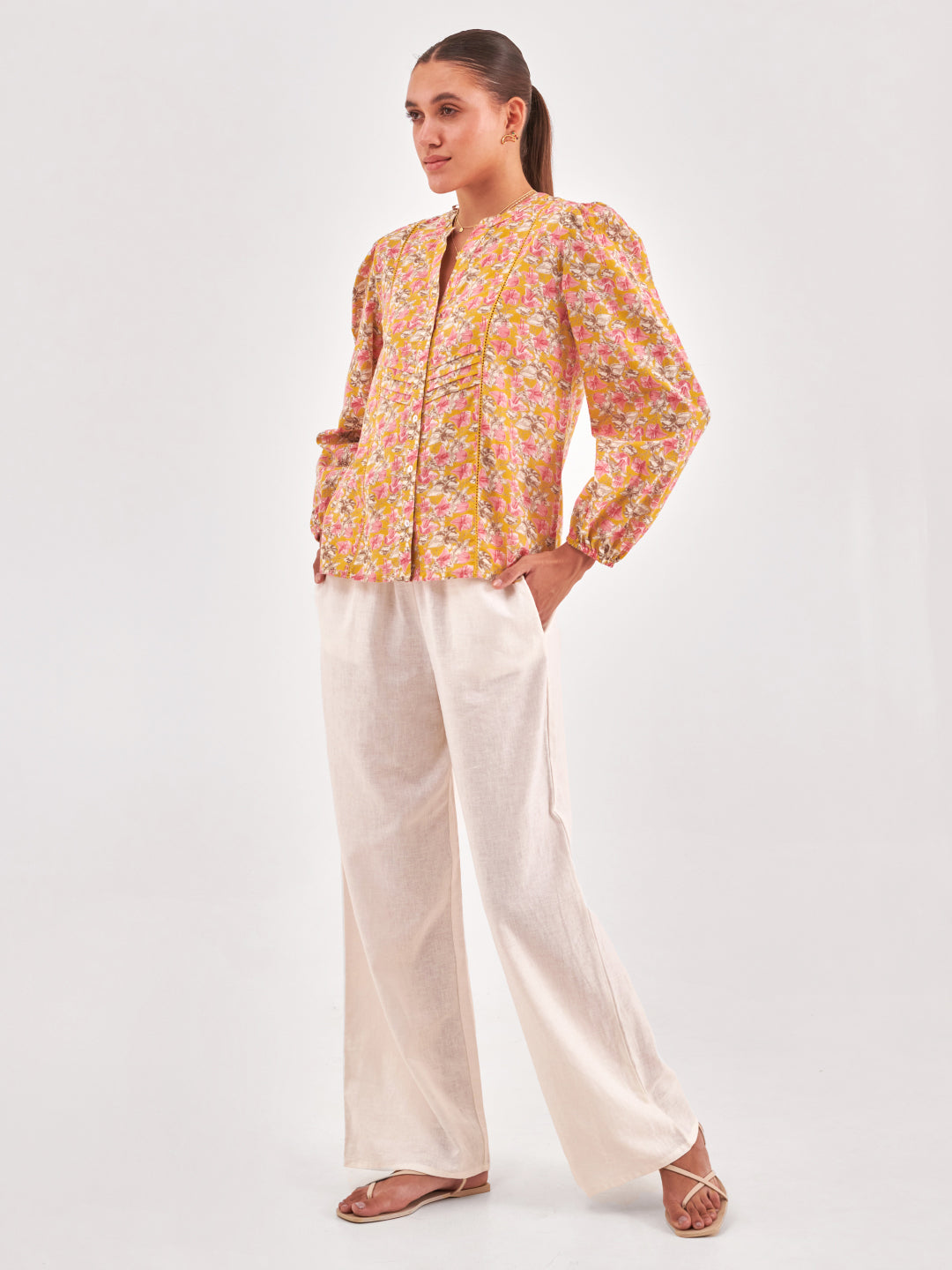 Yellow lace inserts Top