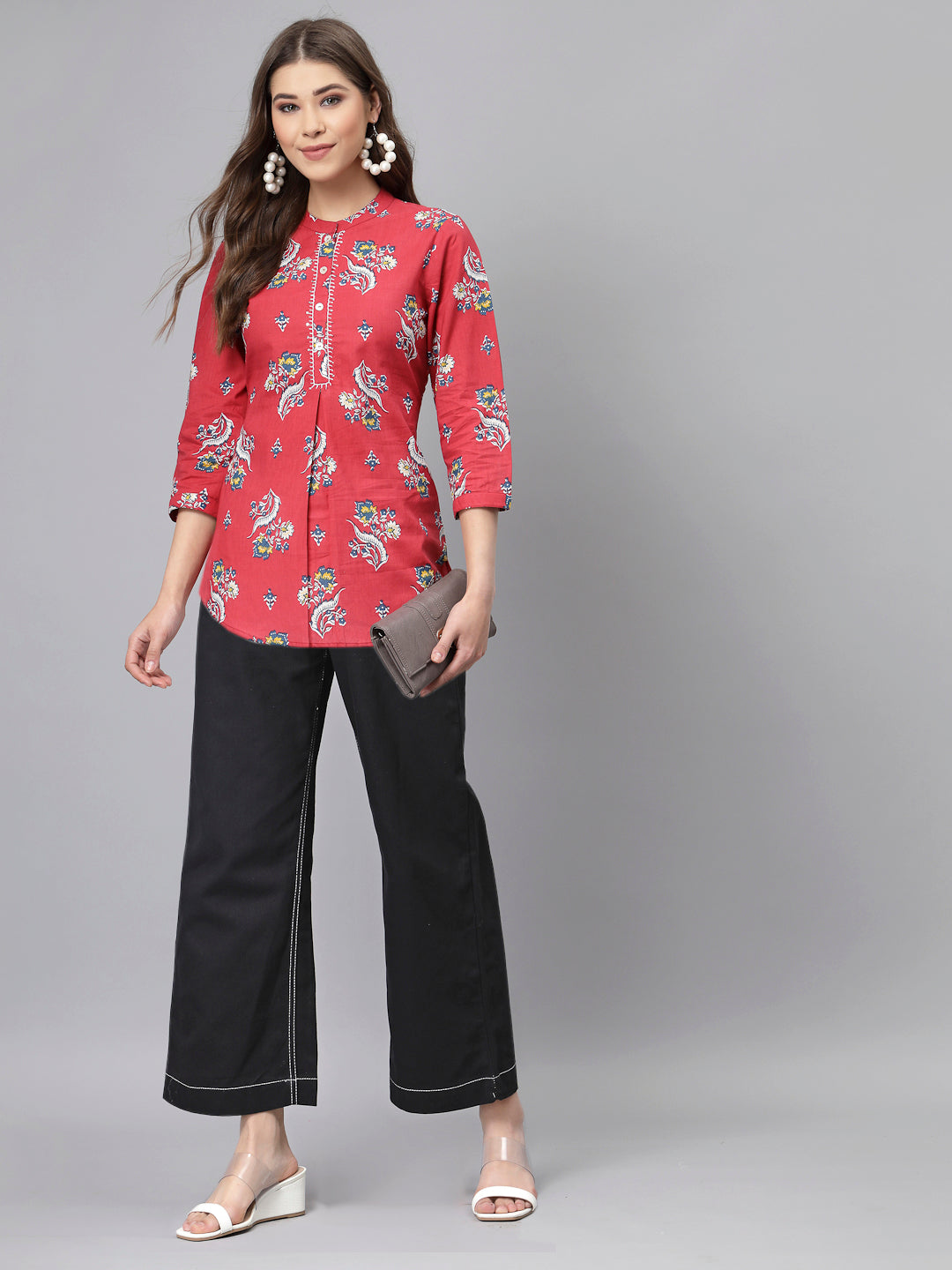 Red Floral Printed Top