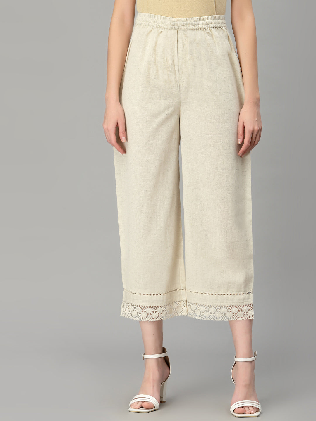 Straight soild Off  white palazzo