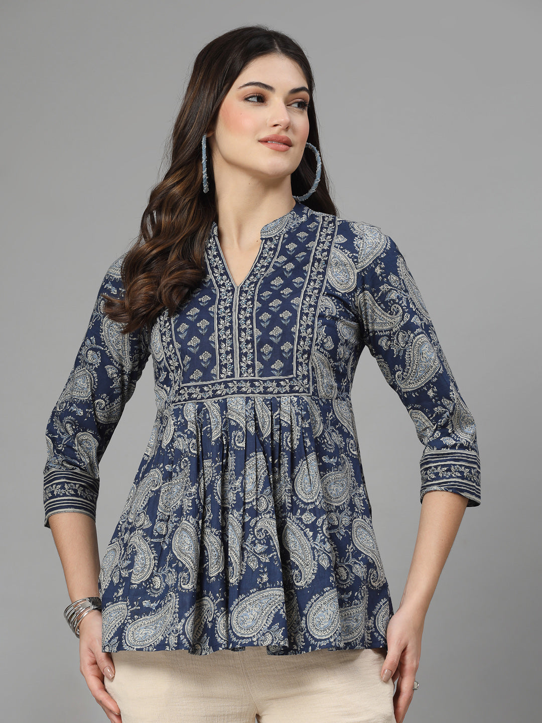 Paisley print gathered top