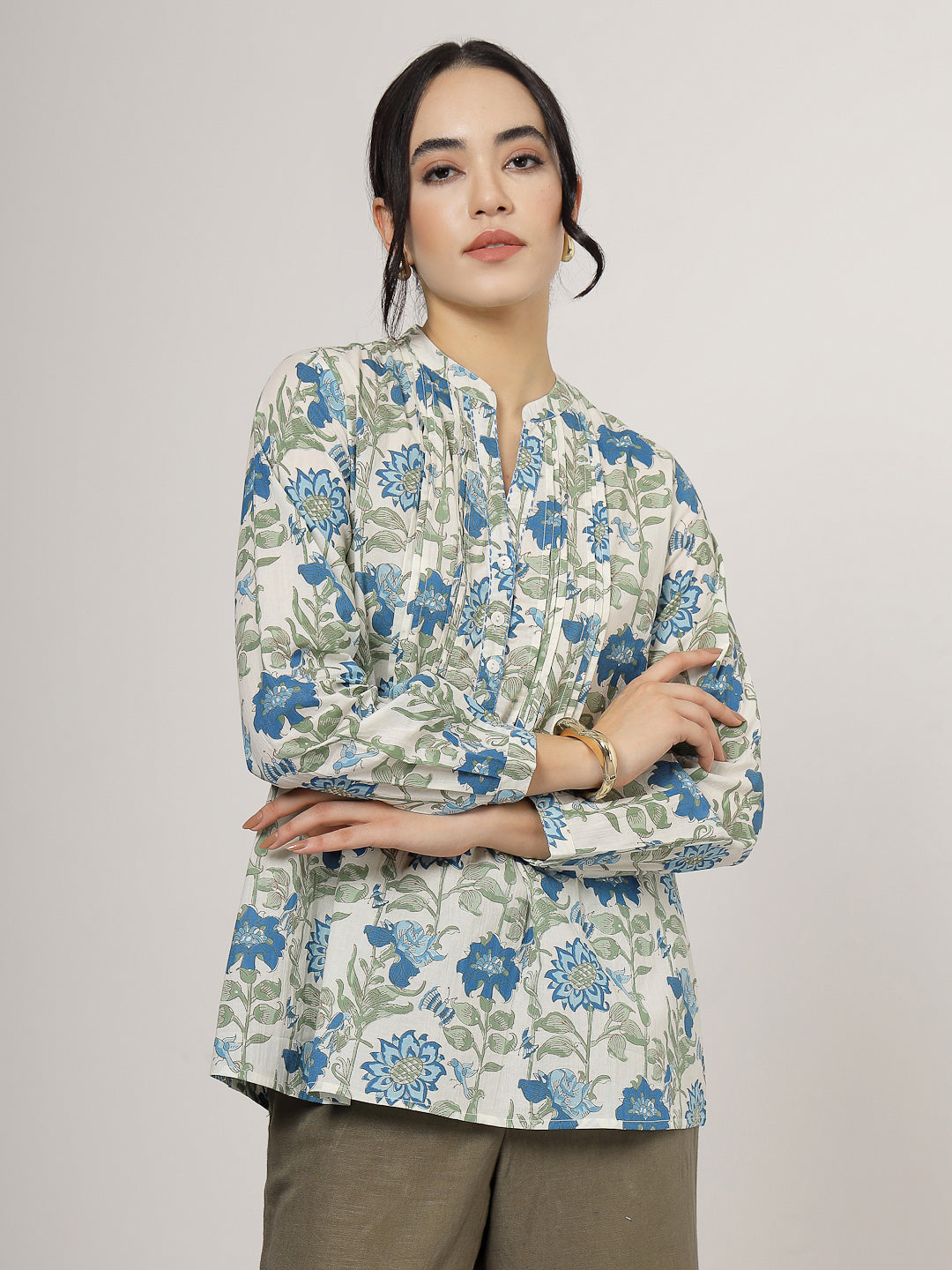 Blue Floral Cotton top