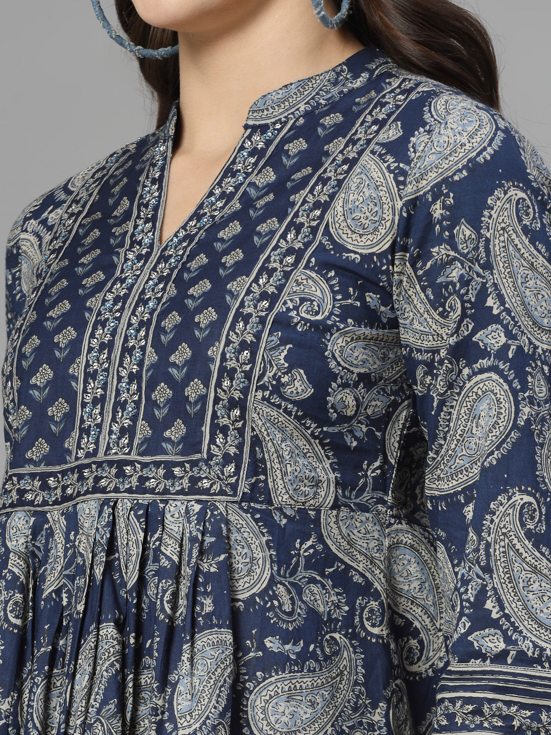 Paisley print gathered top