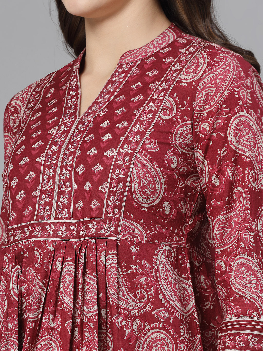 Paisley print gathered top