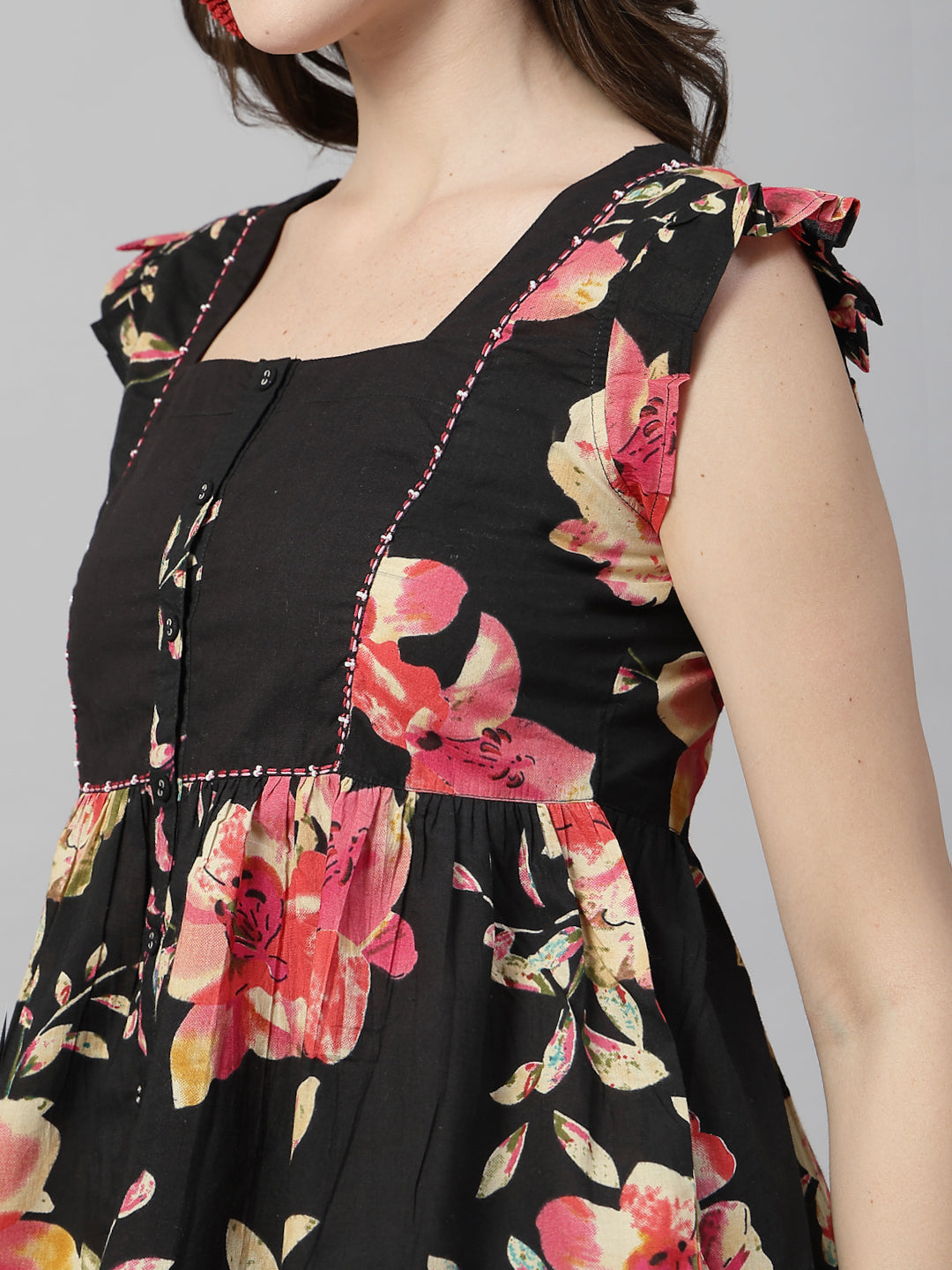 Flutter Sleeve Square Neck Top