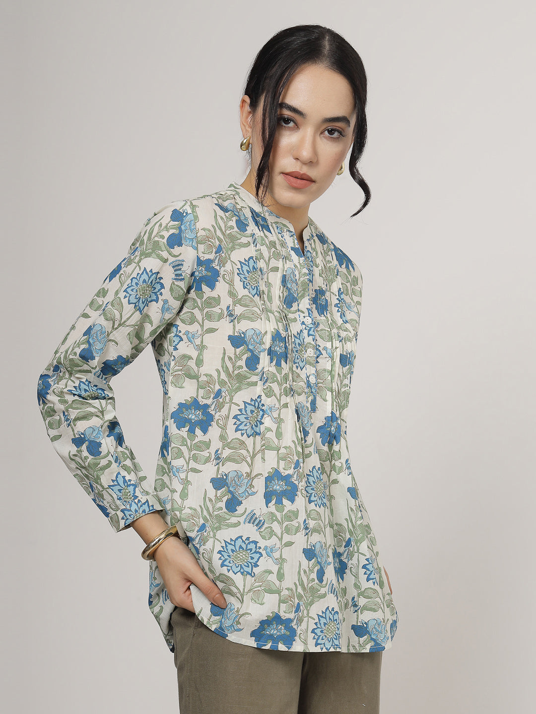 Blue Floral Cotton top