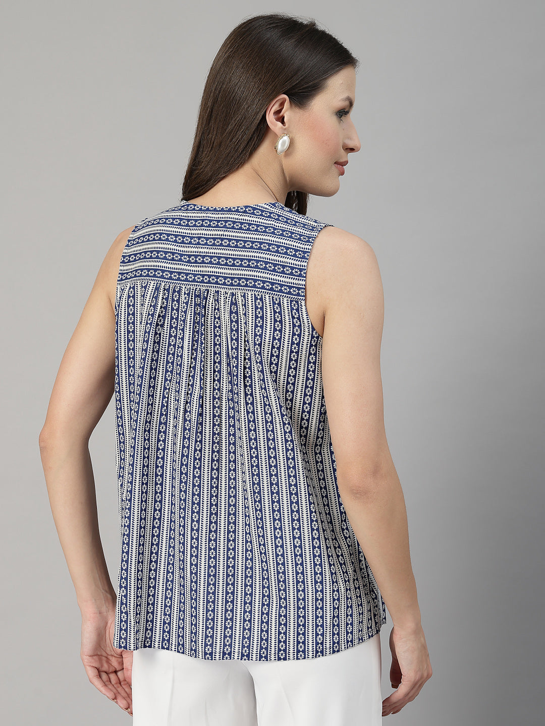 Sleeveless Striped Cotton Top